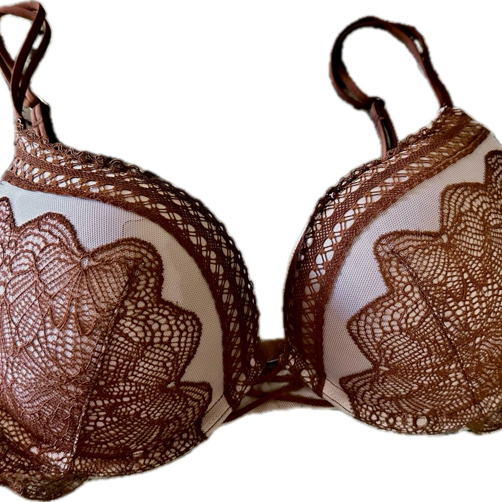 Victoria’s Secret Very Sexy Push Up Elegant Brown Lace Bra